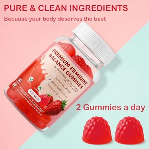 DEXOV Vaginal Probiotic Feminine Gummies for Women – pH Balance Support & Vitamin C, Strawberry Flavor, Vegan, Sugar-Free, Non-GMO, 60 Gummies (30 Servings) - Thumbnail 5