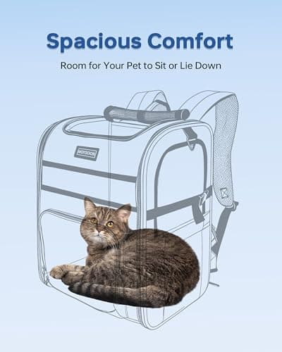 Hiking Dog Carrier Backpack, Padded Height-Enhancing Design, Adjustable Waist Cushioning Belt with Breathable Padded Back Support, Dog Carrier Backpack for Small Dogs Max 13LB Blue with Pad - Thumbnail 5