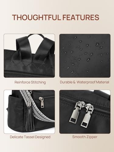 Telena Womens Backpack Purse Nylon Large Travel College Shoulder Bag with Tassel - Thumbnail 5