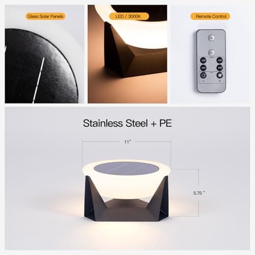 MVBT Solar Floor Lamp, Medium Solar Lantern, 3000K LED Outdoor Lanterns for Porch, Dusk to Dawn Outdoor Lights for Patio, Waterproof Floor Lamps, Modern Garden Lights Free Standing for Deck Table Yard - Thumbnail 3