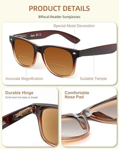 LADEESSE 3 Pack Bifocal Reading Sunglasses for Women, UV400 Sun Readers Glasses Spring Hinge Outdoor Sunglasses +1.00 - Thumbnail 4