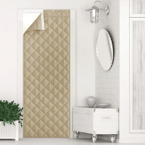 NICETOWN Thermal Insulated Door Curtain, 30"x82" Thick Draft Stopper with 3 Hanging Ways, Keep Warm in Winter, Easy Install for Doorway, Old House, Sliding Door, Taupe, 1 Panel - Thumbnail 4