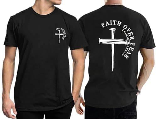 Christian Shirts for Men Faith Jesus Religious Vintage Graphic Tshirts Funny Bible Verse Gifts Top Black-b - Image 1