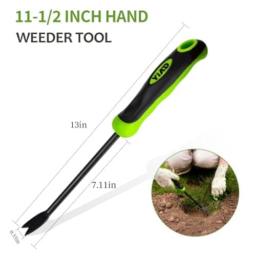 YIAD Hand Weeder Weed Puller Tool - 13-Inch Heavy Duty Dual Tip Design for Root Removal, Rust-Resistant Steel, Ergonomic Grip, for Garden Lawn Yard Patio Flower Bed - Thumbnail 3