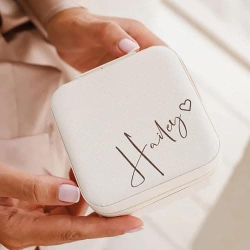 Corissy Personalized Jewelry Box for Women, Custom Travel Jewelry Case with Name and Birth Flower, Leather Jewelry Box for Rings, Earrings, Necklaces, Personalized Gifts for Women - Thumbnail 3