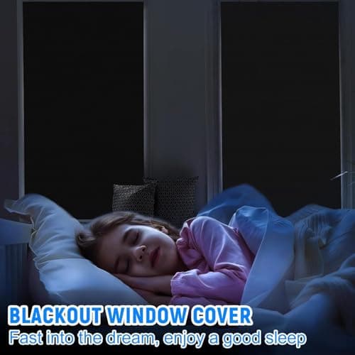 Hezbjiti Blackout Shades for Indoor Windows, Portable Blackout Curtains No Drilling or Tools, UV Protection, Temporary Window Roller Shades for Home, Office, Bedroom, Door (54" W*72" H, Black) - Thumbnail 4