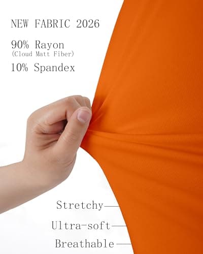 Abardsion Women's Baby Tees Slim Fit Crew Neck Short Sleeve Crop Tops - Basic Y2K T Shirts for Summer Daily Wear & Workout Orange Mudium - Thumbnail 6