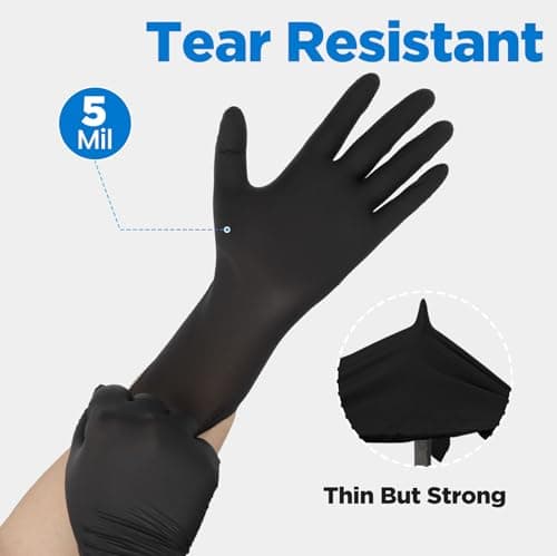 ONLYSTAR 5 Mil Black Nitrile Gloves Disposable, Small 100Pcs + 5 Bonus Travel Packs, Food Service, Non latex, Powder Free, Textured Grip for Cleaning, Cooking Food Prep, Kitchen, Nail Tech, Pet Care - Thumbnail 4