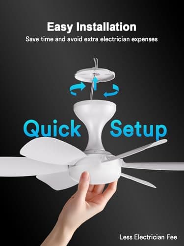 ANGELHALO Smart Ceiling Fans with Lights - 20" Low Profile Flush Mount 2-in-1 Fan Light with APP & Remote, DC Reversible, 6 Speeds, Quiet, Dimmable LED 3000-6500K for Kids Rooms, Closets, Small Spaces - Thumbnail 3