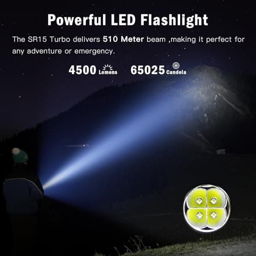 Sofirn SR15 Rechargeable Flashlight High Lumen, 4500 Lumen Super Bright Pocket Flashlight with Magnetic Base & IP68 Waterproof, Long Beam Distance EDC Flashlight for Emergency, Repair, Camping, Hiking - Thumbnail 3