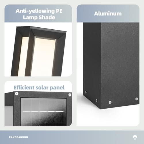 PAKEDANDUN 31.5" Outdoor Solar Lanterns Waterproof with IP65, 3000K Outdoor Floor Lamp, Large Floor Lamps with Remote Brightness & Timer Control, Outside Lantern Dusk to Dawn for Porch Patio Landscape - Thumbnail 4
