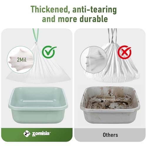 ZOMISIA Cat Litter Box Liners Large - 20 Count 37" x 18" Jumbo Litter Bags with Drawstring, Extra Thick Kitty Litter Pan Liners Tear Resistant Heavy Duty, Easy Clean up for Litter Tray, Unscented - Thumbnail 3