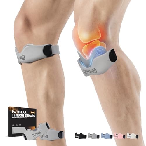 GOUNOD Patellar Tendon Support Strap 2 Pack,Silicone Knee Strap for Knee Pain Relief,Patella Band for Basketball, Jumpers Knee, Tendonitis, Running, Hiking, Soccer, Osgood Schlatter（Grey）
