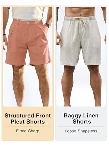 JEMLDL Men's Cotton Linen Shorts 7" Casual Pleated Summer Vacation Resort Beach Elastic Waist Tropical Vibrant Shorts with Pockets Flamingo Small - Thumbnail 4