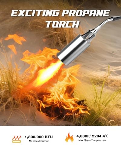 Propane Torch Weed Burner Kit, High Output with Long/Short Mode,12FT Hose blow torch Heavy Duty Weed Torch Flamethrower with Self Igniter & Turbo Trigger for Weeding, Roofing, Melting Ice, BBQ - Thumbnail 5