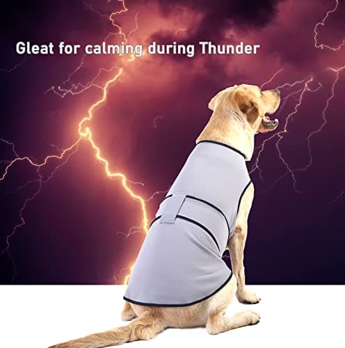 Sychien Dog Anxiety Jacket,Dog's Thunder Calming Shirt Wrap Vest for Large Big Dogs,Travel, Fireworks, Separation, Bluish Grey 3XL - Thumbnail 2