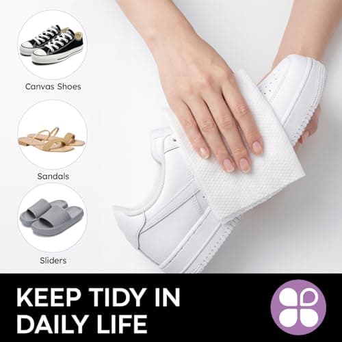 ZHENYEMEI 60 Packs Sneaker Cleaner Wipes, White Shoe Quick Cleaning Wipes for Dirt Stain, Disposable Tennis Shoe Cleaner, Travel Essential Shoe Cleaning Kit for Leather, Individually Wrapped - Thumbnail 6