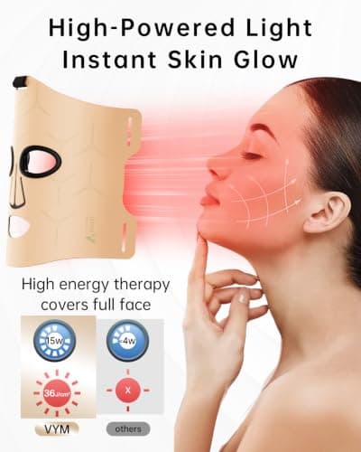 Infrared Red Light Therapy Mask: High Power Facial Skincare Device for Glowing Skin – Ultra-Thin 1.8mm 4.6oz, 830nm 633nm 590nm, Red Light Therapy for face Luxury Gift- Golden Windmill - Thumbnail 3
