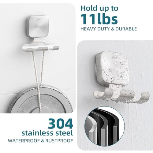TAILI Powerful Suction Cup Razor Holder 2 Pack, Stylish 304 Stainless Steel Bathroom Suction Hooks for Towel, Loofah, Bathrobe, Shaver Holder for Shower Wall, Easy to Install and Reuse, Silver - Thumbnail 3