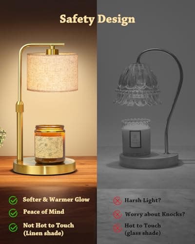 Candle Warmer Lamp with Timer Dimmer, Height Adjustable Candle Wax Warmer Candle Lamp for Jar Candles with 2 Bulbs, House Warming Gift for Home Room Decor, Birthday Gifts for Women Mom (Gold) - Thumbnail 6
