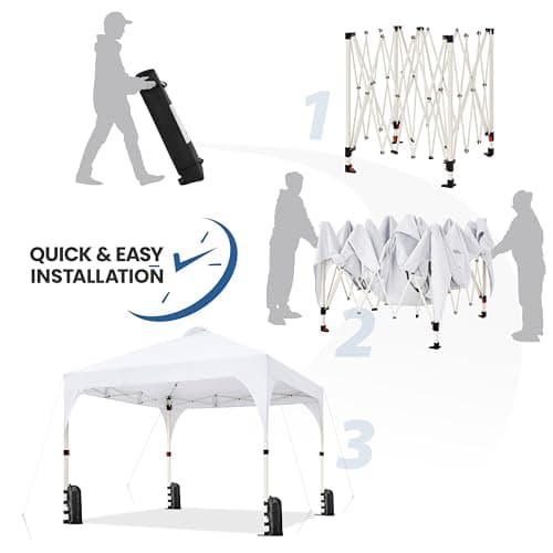 Yaheetech 10x10 Pop Up Canopy Tent with Vent, Easy Set Up Tent, Instant Sun Shelter Canopy with Wheeled Bag, 4 Sandbags, 12 Stakes & 4 Ropes, for Parties, Beach, Outdoor, White - Thumbnail 3