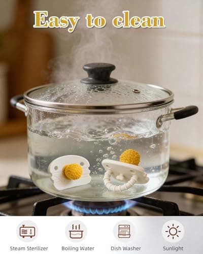 Chuya 2 Pack Pacifier Teether Baby Toys 0 3 6 9 12 Months, Fried Chicken Leg Shape Teething Baby Pacifier Silicone Babies Teethers Teething Relief for Babies,Infant Toys Sensory Toys - Thumbnail 6