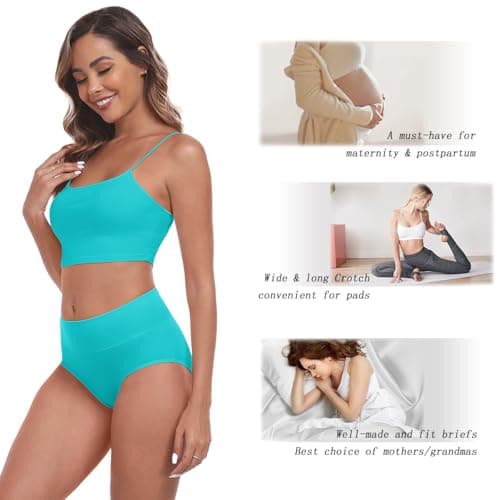 IWOLLENCE Womens Cotton Postpartum Underwear High Waisted Full Coverage Panties Plus Size & Regular - Thumbnail 4