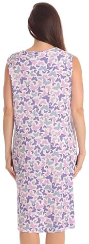 Dreamcrest Women's Sleeveless Henley Nightgown, Soft Stretch Sleep Dress with Lace Trim, Butterfly, 1X - Thumbnail 3