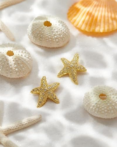 UANNEAU Gold Chunky Earrings for Women Trendy, 14K Gold Dainty Starfish Earrings Statement Minimalist Hypoallergenic Stud Earrings Gifts for Her Mom - Thumbnail 5