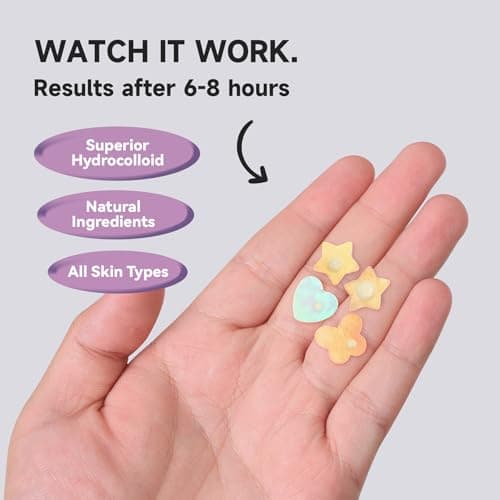 Dazzlook Cute Star Pimple Patch with Salicylic Acid & Tea Tree Oil – Hydrocolloid Stickers, Mix Shapes, Holographic Colors, Vegan, Cruelty-Free, 72 Count for Zits, Blemishes, Breakouts - Thumbnail 4