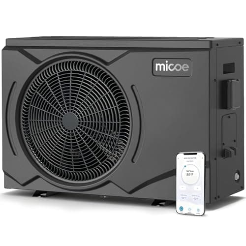 MICOE 35,000 BTU Smart Swimming Pool Heat Pump, Electric Pool Heater for 12,000 Gallons Above Ground & Inground Pools, App-Controlled Heating & Cooling, 220–240V