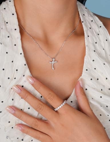 IMOLOVE Moissanite Necklace for Women, 925 Sterling Silver Infinity Pendant, Dainty Jewelry Gift, Sparkling Round Cut Pendant – Shine Bright, Spend Light - Thumbnail 6