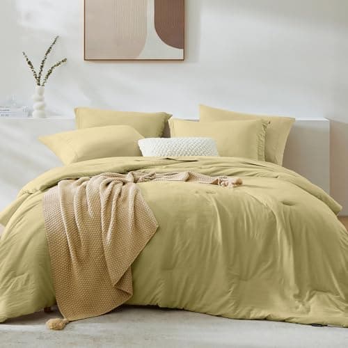 WRENSONGE King Comforter Set, 7 Pieces Hemp Soft Bed in a Bag King with Fitted Sheet, Flat Sheet, 2 Pillow Shams, and 2 Pillowcases- Warm Bedding Set for All Season - Image 1
