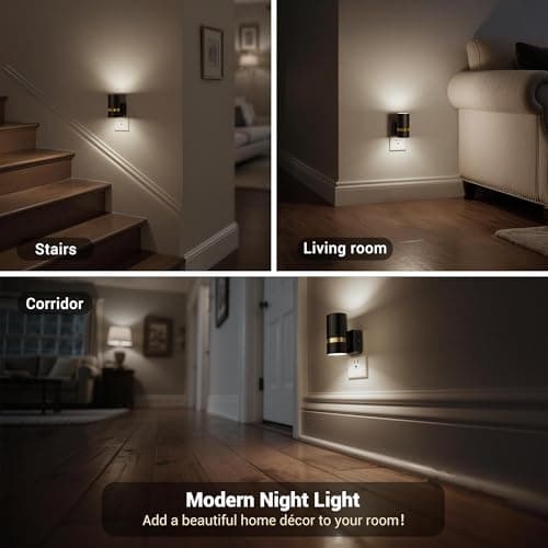 JandCase Night Lights Plug into Wall, Automatic Night Light with Dusk to Dawn, 2 Pack 0-100LM Dimmable Plug in LED Nightlight 5000K Daylight for Bedroom, Hallway, Stairs - Thumbnail 6