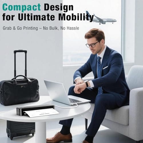 PEDOOLO Portable Printer Wireless for Travel, Inkless Thermal Printer Supports 8.5 x 11 Inch Thermal Paper, Bluetooth Compatible with iOS, Android, Laptop Includes 2 Rolls & 10 Sheets of Paper Kit - Thumbnail 6