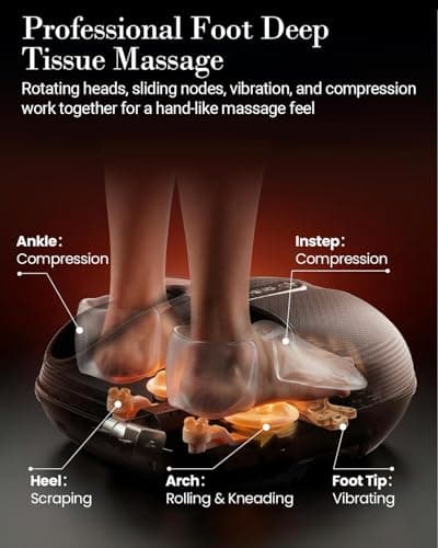 CuPiLo Foot Massager FSA Eligible HSA, Shiatsu Foot Massager for Plantar Fasciitis with Heat & Remote Control, 5 Compression Levels & Kneading Massage for Tired Feet, Seniors, Officer, Dad Gifts - Thumbnail 4