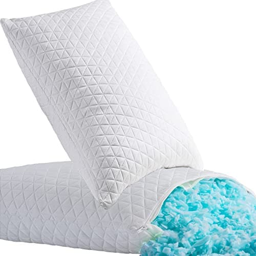 KEYOOHOME Shredded Memory Foam Pillows for Sleeping,Bed Pillows Standard Size Set of 2 Pack Cooling Adjustable,Good for Side and Back Sleeper with Washable Removable Cover - Image 1