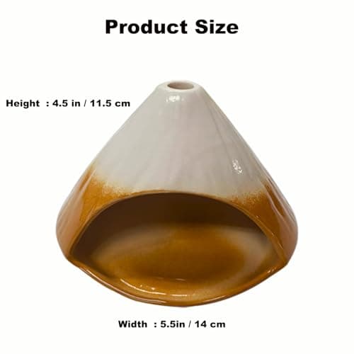 Ceramic Palo Santo Holder - Fuji Mountain Shape Incense Stick Burner, Heat-Resistant Ash Catcher for Yoga, Meditation & Aromatherapy, Zen Home Decor with Gift Box (Brown and White) - Thumbnail 5
