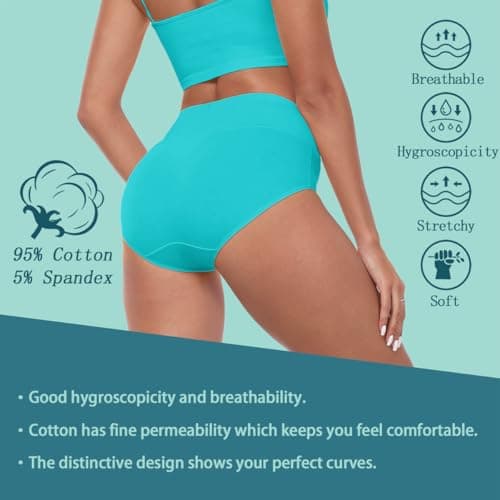IWOLLENCE Womens Cotton Postpartum Underwear High Waisted Full Coverage Panties Plus Size & Regular - Thumbnail 2