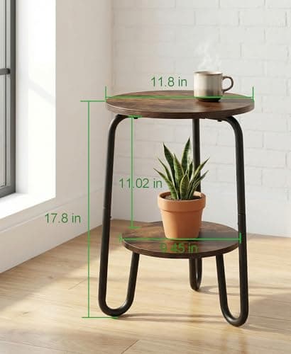 TREEZITEK 2 Tier Plant Table,Plant Stand Indoor Round Flower Pot Stand,17.8 Inch Tall Corner Plant Holder for Living Room, Balcony,Small Side Table for Coffee and The Remote - Thumbnail 3