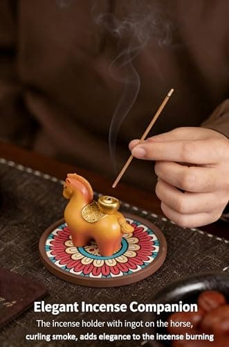 Resin Incense Holder for Sticks, Handmade Horse Shape Incense Burner with 30 Incense Sticks, Anti-Ash Incense Stick Holder for Meditation Yoga Spa Home Decor - Thumbnail 4