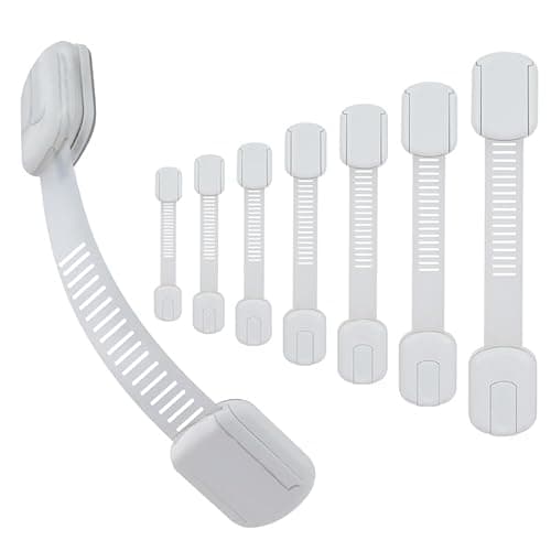 8-Pack Baby Proofing Cabinet Locks, Adjustable Adhesive Strap Latches for Drawer, Cupboard, Oven, Fridge, Toilet Seat - No Drill Child Safety Lock Kit, Easy Installation - Image 1