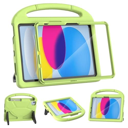 YIHE Kids Case for iPad (A16) 11th Generation 11 Inch 2025 & iPad 10th Generation 10.9 inch 2022, with Built-in Screen Protector and Stable Stand, Full Body Shockproof Protective Cover - Light Green