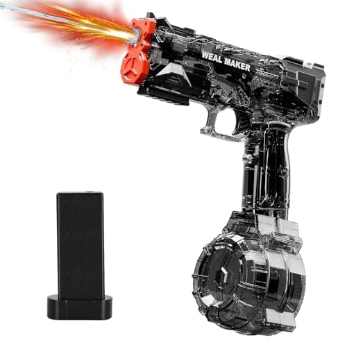 2025 Upgraded Electric Water Gun with LED Lights and Type-C Charging,Transparent Automatic Squirt Guns High Powered IP67 Waterproof,Up to 26FT Longer Range Water Pistol,for Kids and Adults (Black) - Image 1