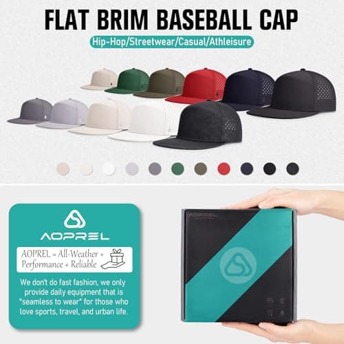 AOPREL Flat Brim Baseball Cap for Men Adjustable Trucker Hats Water-Resistant Performance Hat with Breathable Laser Perforated for Running, Golf, Workout, Gym & Outdoor Red - Thumbnail 5