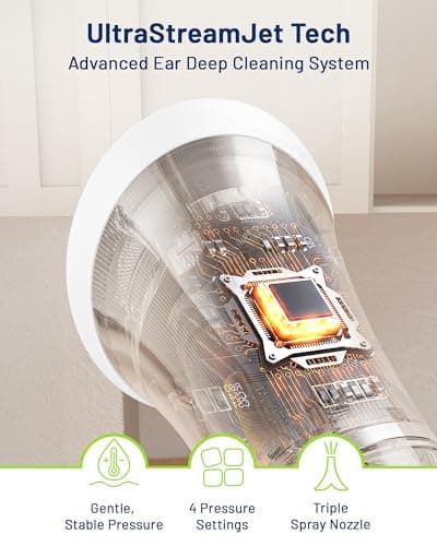 KAUGIC Upgraded Ear Wax Removal with One-Piece Waste Tank, Safe Cleaner with Water Temperature Sensor, Effective Ear Irrigation Kit, IPX7, FSA-HSA-Eligible, White - Thumbnail 4