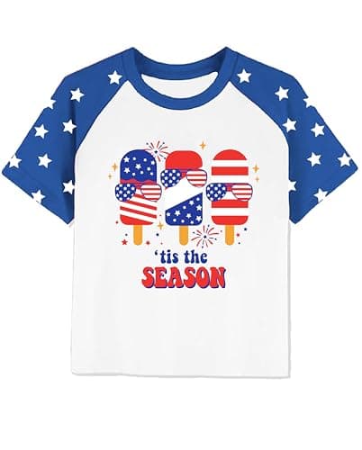 Kids American Flag Shirt Boys Girls Toddler 4th of July Tshirts Patriotic Tee Tops Independence Day Short Sleeve - Image 1