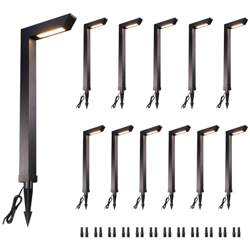 Varmtalys Low Voltage Pathway Lights 12V, 3CCT LED Landscape Path Lights, Outdoor Waterproof Wired 5W 235LM, Black Aluminum Garden Yard 12 Pack