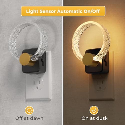 L LOHAS LED Night Lights Plug into Wall, 2 Pack Plug in Night Lights with Light Sensor, 3000K Soft White, 0-100LM Brightness Adjustable, Acrylic Nightlight for Bathroom Bedroom Hallway - Thumbnail 2