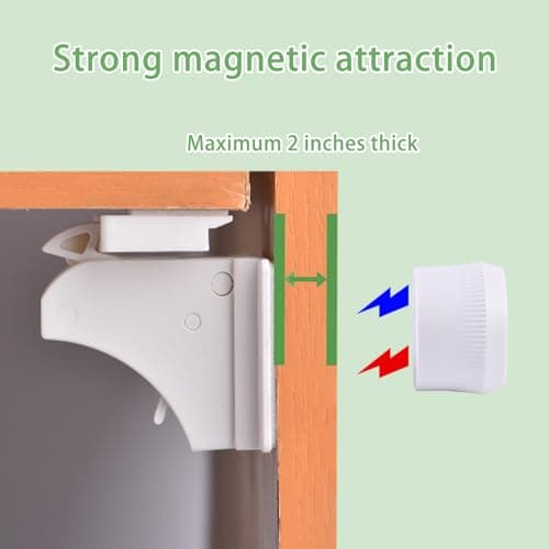 32 Pack Vkania Magnetic Cabinet Locks Child Safety with 4 Keys - Baby Proof Adhesive Latches for Kitchen Cabinets & Drawers, No Drilling Easy Installation (32 Locks + 4 Keys) - Thumbnail 6